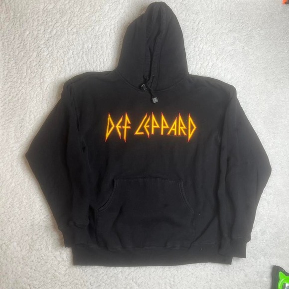 2002 Def leopard men's black hoodie band giant tag rock & roll vintage L - Picture 1 of 6